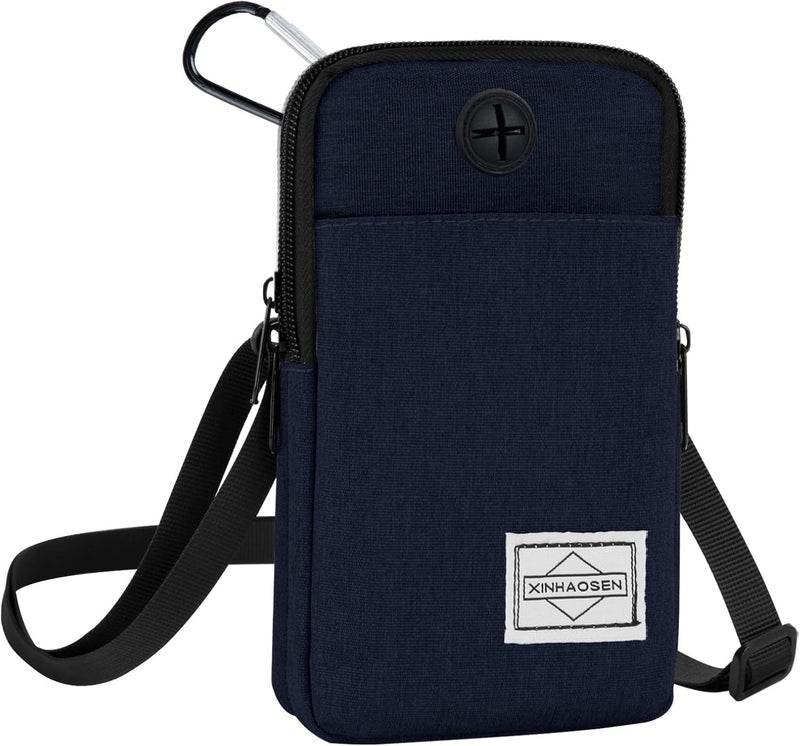HOTEMIA Cell Phone Purse Waist Pack Bag Travel Crossbody Bag Wristband Sport Armband Wallet with Removable Shoulder Strap (Navy Blue) - Image 1